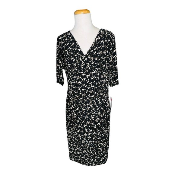 Lauren Ralph Lauren 3/4 Sleeve Faux Wrap Black-white Pattern Work/Office Dress - Picture 8 of 8